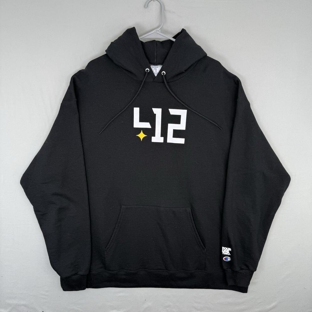 Four One Two X Champion Hoodie Sweatshirt Men’s 3XL Black 412 Pittsburgh